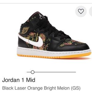 Jordan 1 Mid Black Laser Orange Bright Melon 7 - damaged